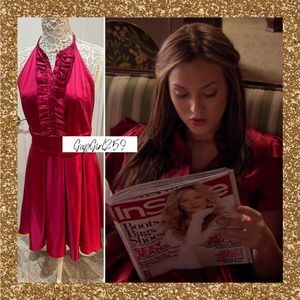 SOLD Catherine Malandrino red silk ruffle dress 12 ASO Gossip Girl Blair Waldorf